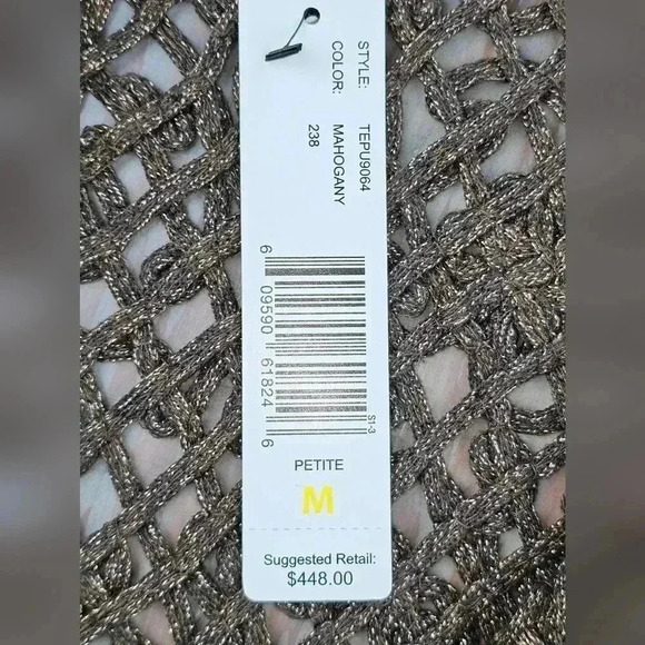 NWT Ellen Tracy Soutache Knit Cardigan and Tank Set Bronze and Gold Petite Med - Picture 11 of 16